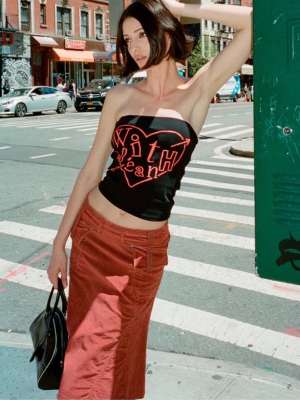 With Jean Heart You Boobtube Top Black Medium